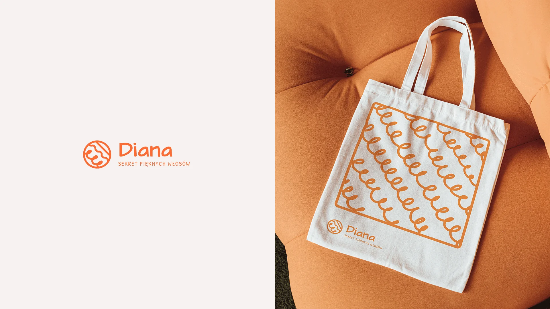 Poziome logo Diana i bawełniana torba z falistym wzorem